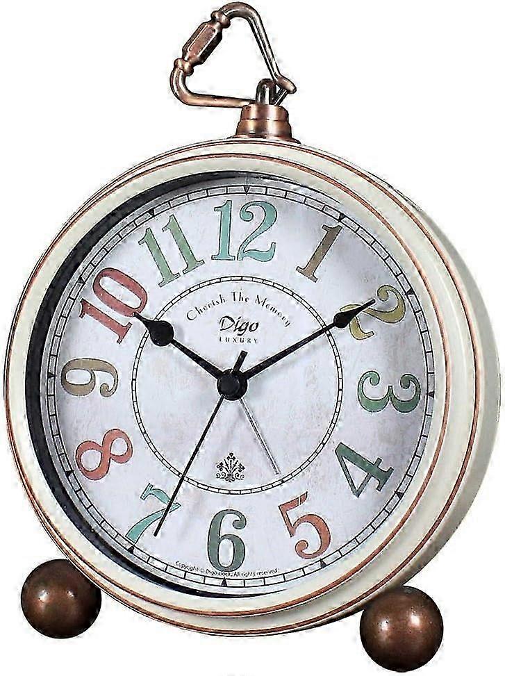 Retro Table Clocks,5.2in Non-Ticking Old Fashioned Style Alarm Clock with Quartz Movement Battery Op