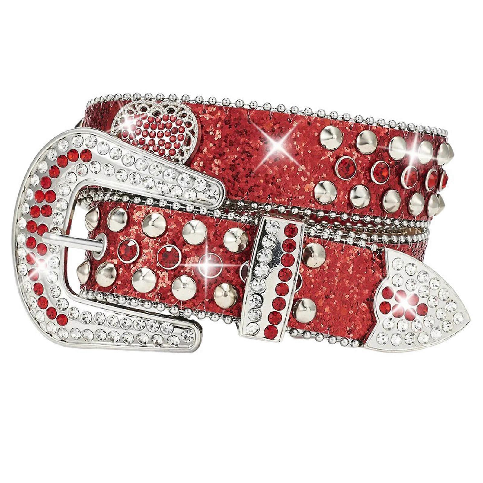 Punk PU nahkavyö housuihin strassit nastoitettu vyö farkkuihin Katutanssivyö Juhla Yökerho Vyötäröasusteet Punainen S