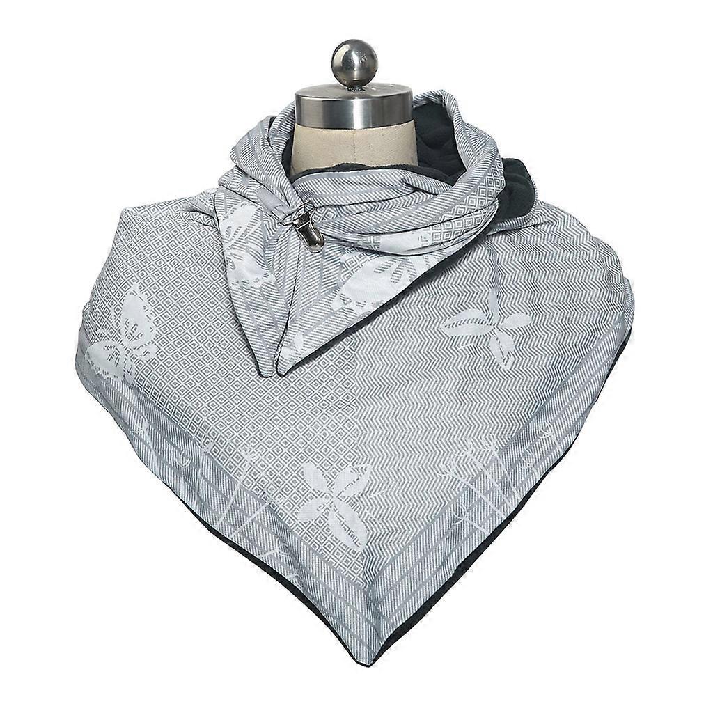 Women Winter Thicken Warm Large for Triangle Scarf with Adjustable Clip for Butterfly Printed Solid Color Shawl Wrap Snood Cold Weather Thermal