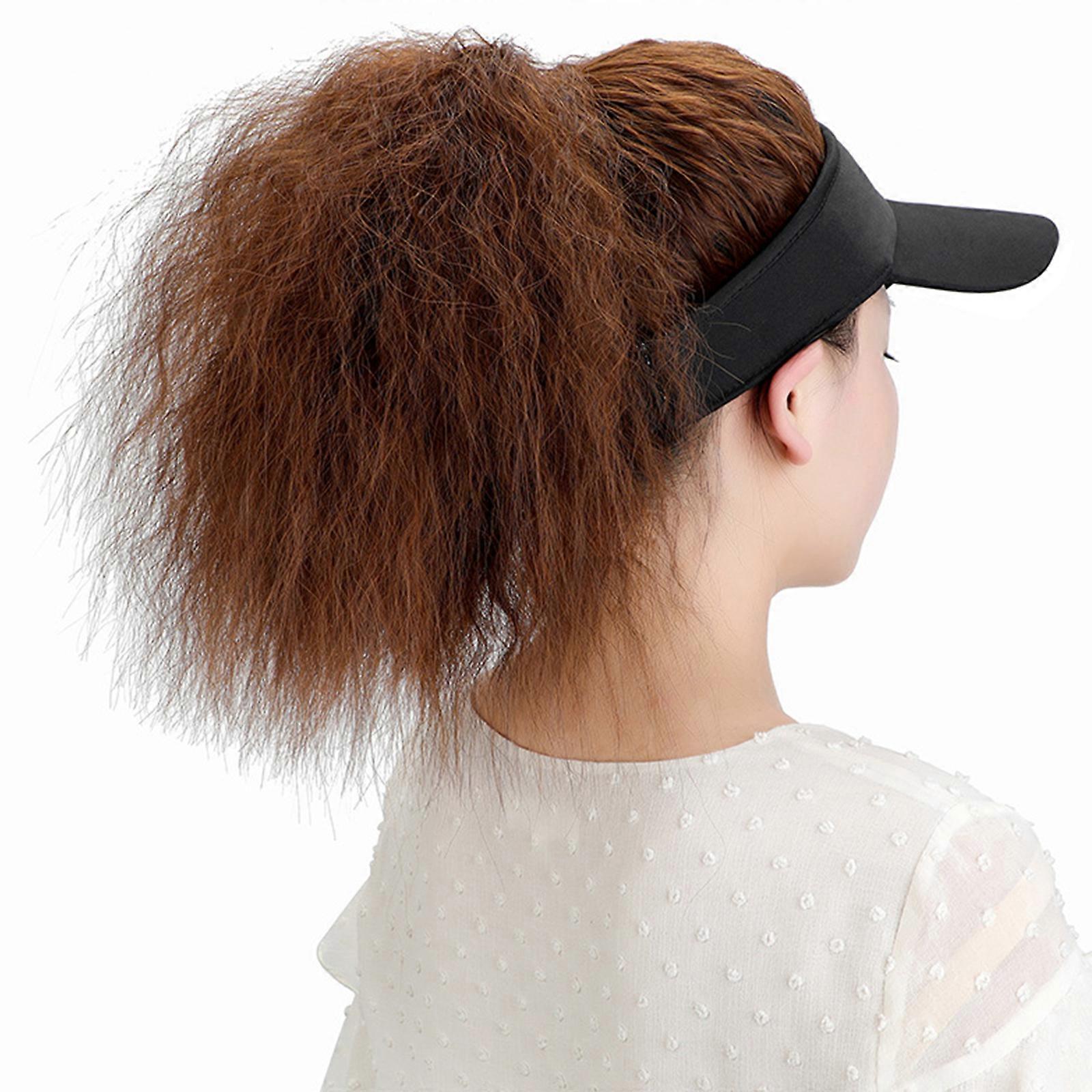 Girls Baseball Hat with Hair Extensions Ringlets Sports Hat Curly Hair Extensions Curly Hair for Cosplay Light Brown