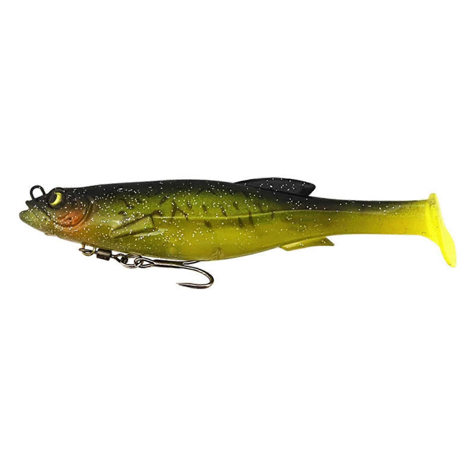 Soft Fishing Lure mit Paddle Tail Künstliche Barschköder, Bionic-Fishing Köder, Treble Hook Fischköder, Soft Fishing Baits mit schwarzem Rücken gelb ta