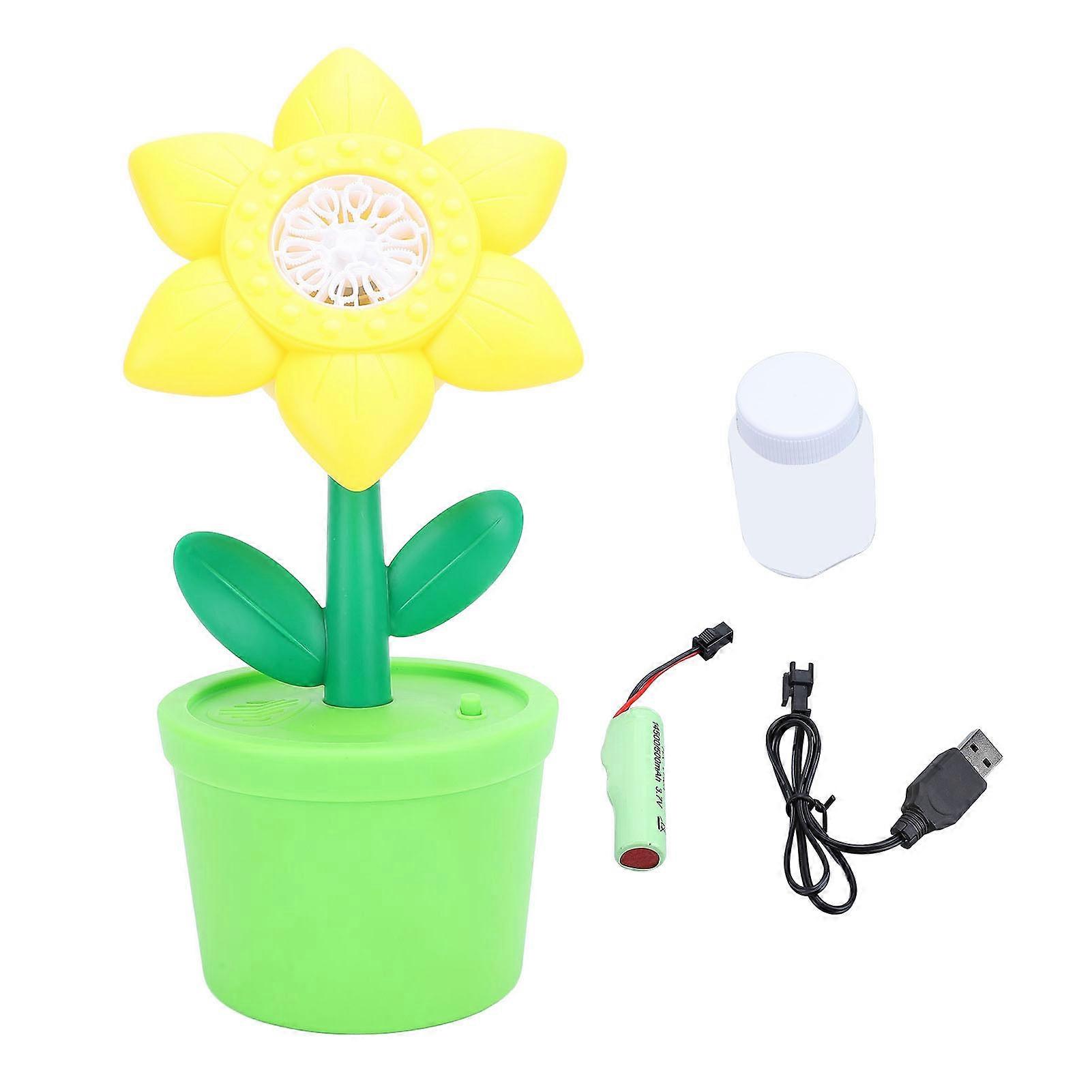 Bubble Machine with LED Light and Music Sunflower Electric Bubble Maker Battery Powered Bubble Blower for Kids