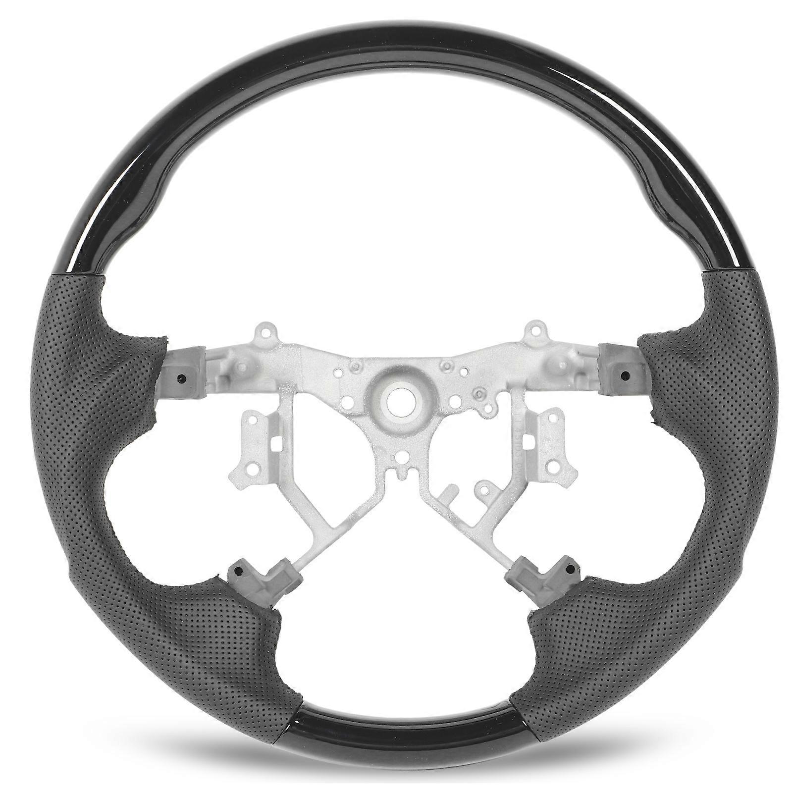 Volant Hydro Dip en cuir perforé, fond rond, pour Crown S180 2003 à 2008, noir brillant
