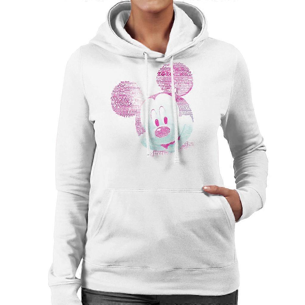 Sudadera con capucha Disney Mickey Mouse Pink Text Head para mujer