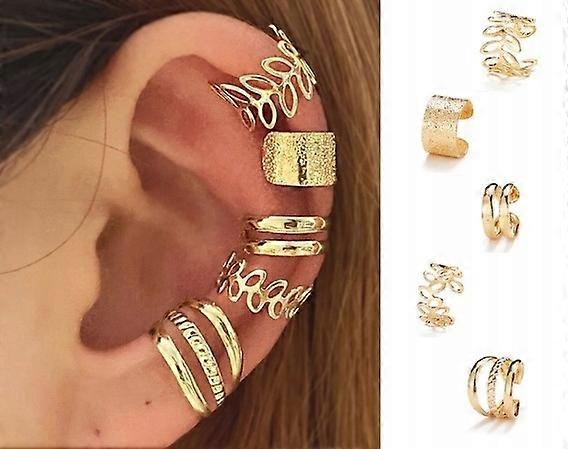 Ensemble de boucles d’oreilles clips en or, 5 pièces