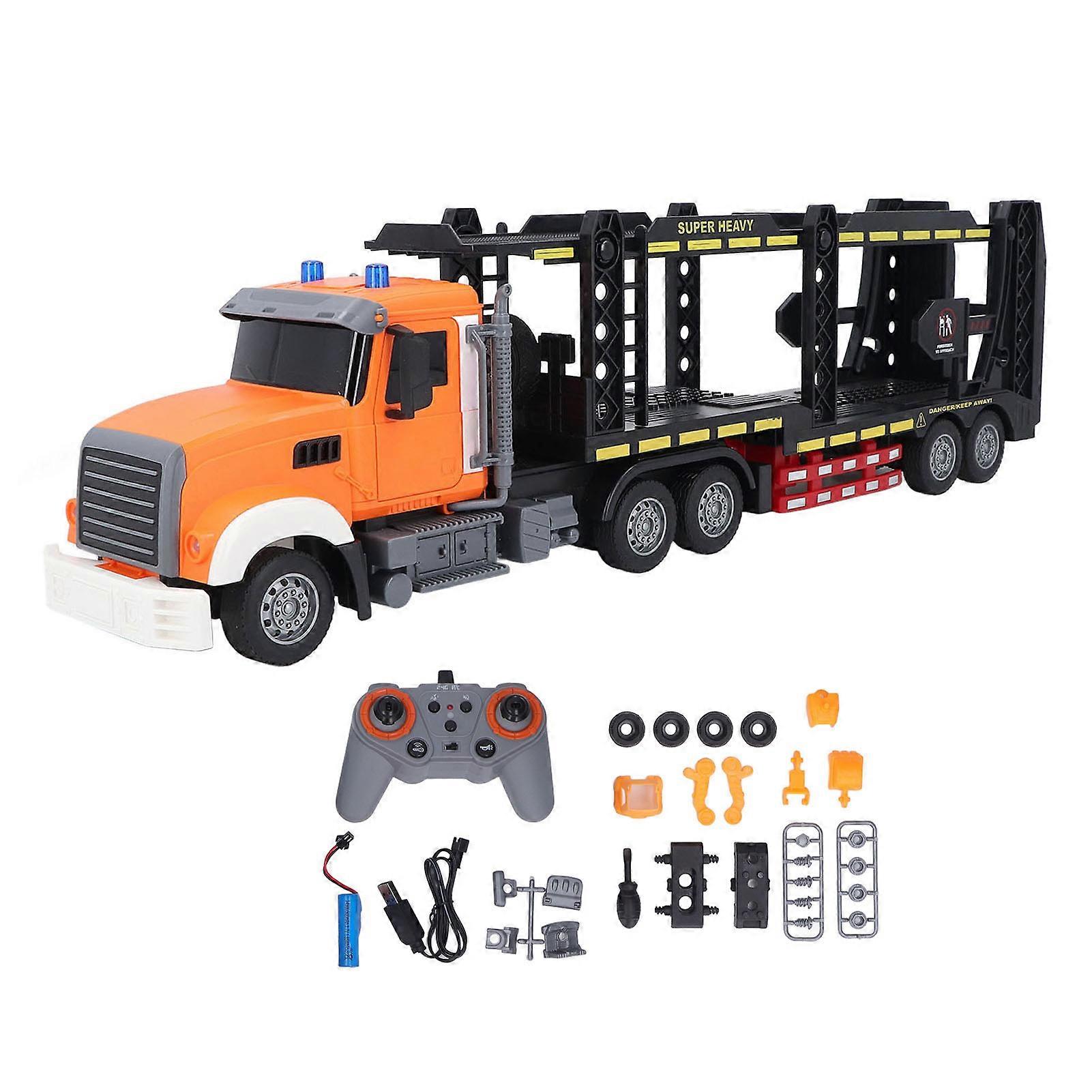 RC Trailer Music Light Double Layers High Simulation Remote Control Transport Truck Toy for Kids