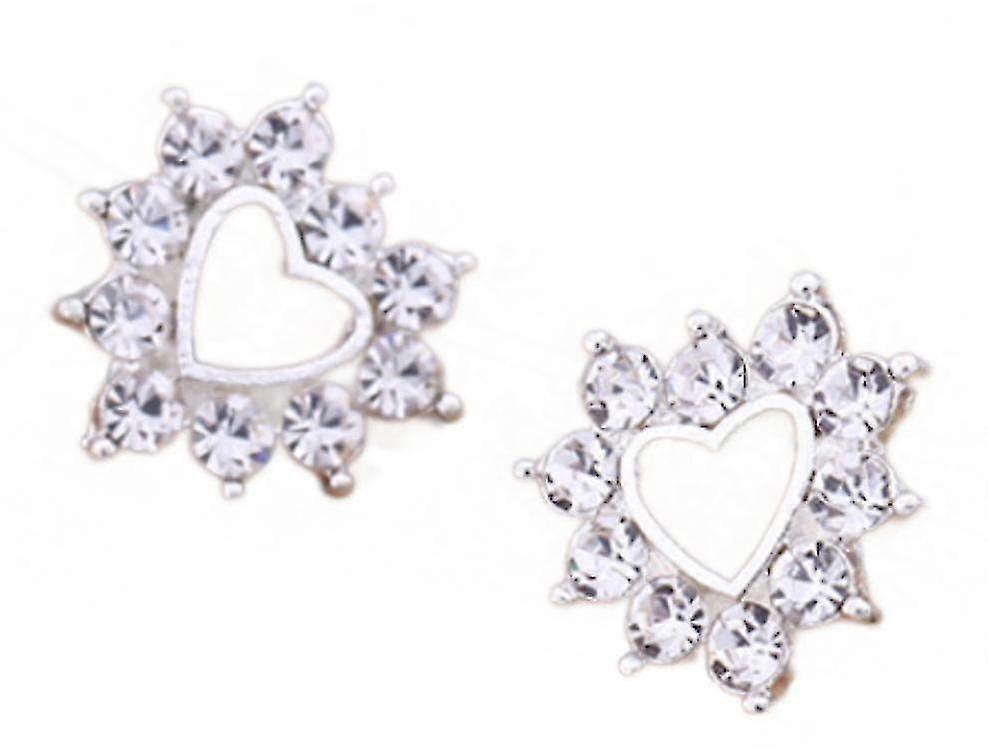 (ハート ダイヤモンドセット)韓国製フラッシュ ダイヤモンド スタッド ピアス