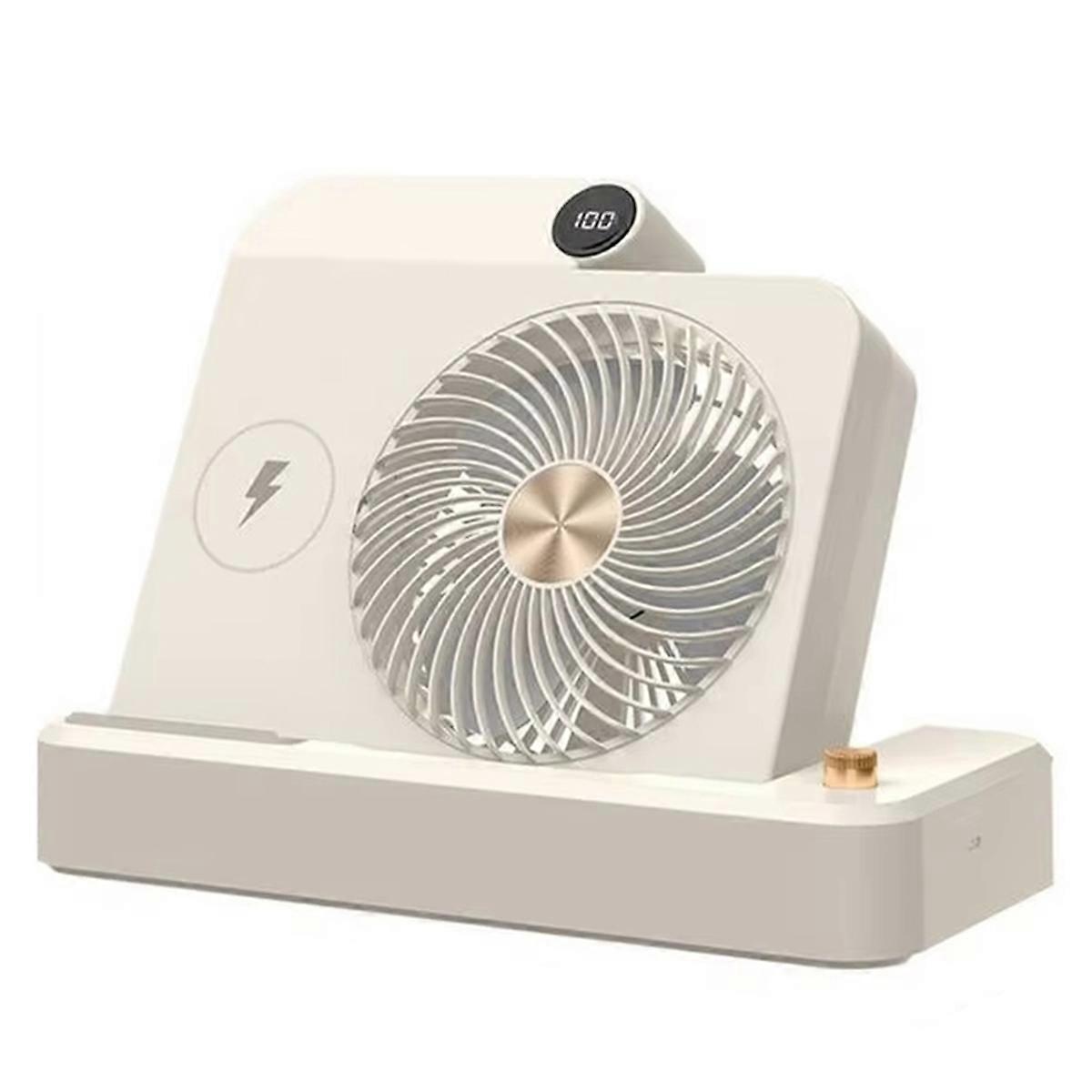 Desktop Fan Air Circulator Fan with Wireless Charger Angled Base 100 Speed Adjustment Digital Displ