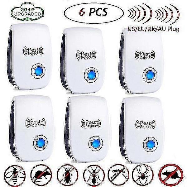 6 Pack Ultrasone Pest Repeller Control Elektronische Repeller Mosquito Muizen Rat Reject Insect Roach Ant Spider Flea Killer (us/uk/eu /au Plug)