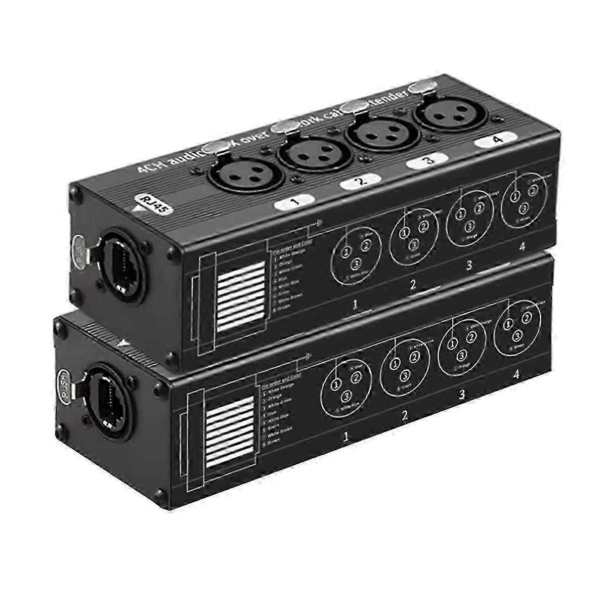 1 Pair 4 Channel XLR/DMX Audio RJ45 Cat5/Cat6 Ethernet Extender