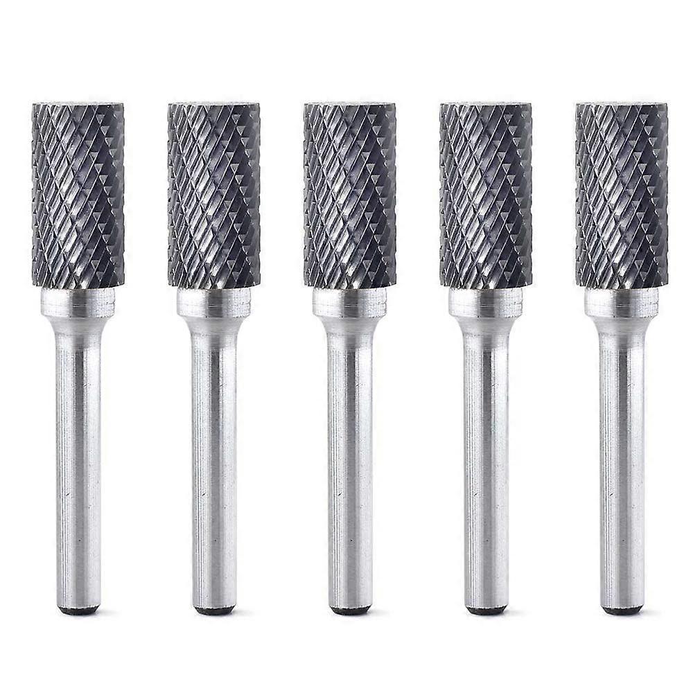 SA5 5pcs Tungsten Carbide Burrs Cylinder Shape Double Cut Rotary Burr File(1/2' cutter Dia X 1'Cutter Length) with 1/4'' Shank dia,Pack of 5