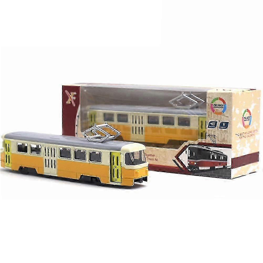 Classic Train Tram Diecast Pull Back Model With Led Music Developmental Kids Toy PZP