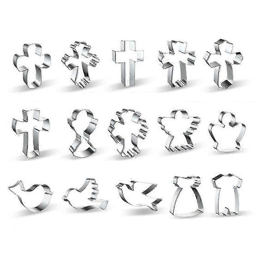 15 PCS Christian Cross Cookie Cutters - Religious Baking Tools