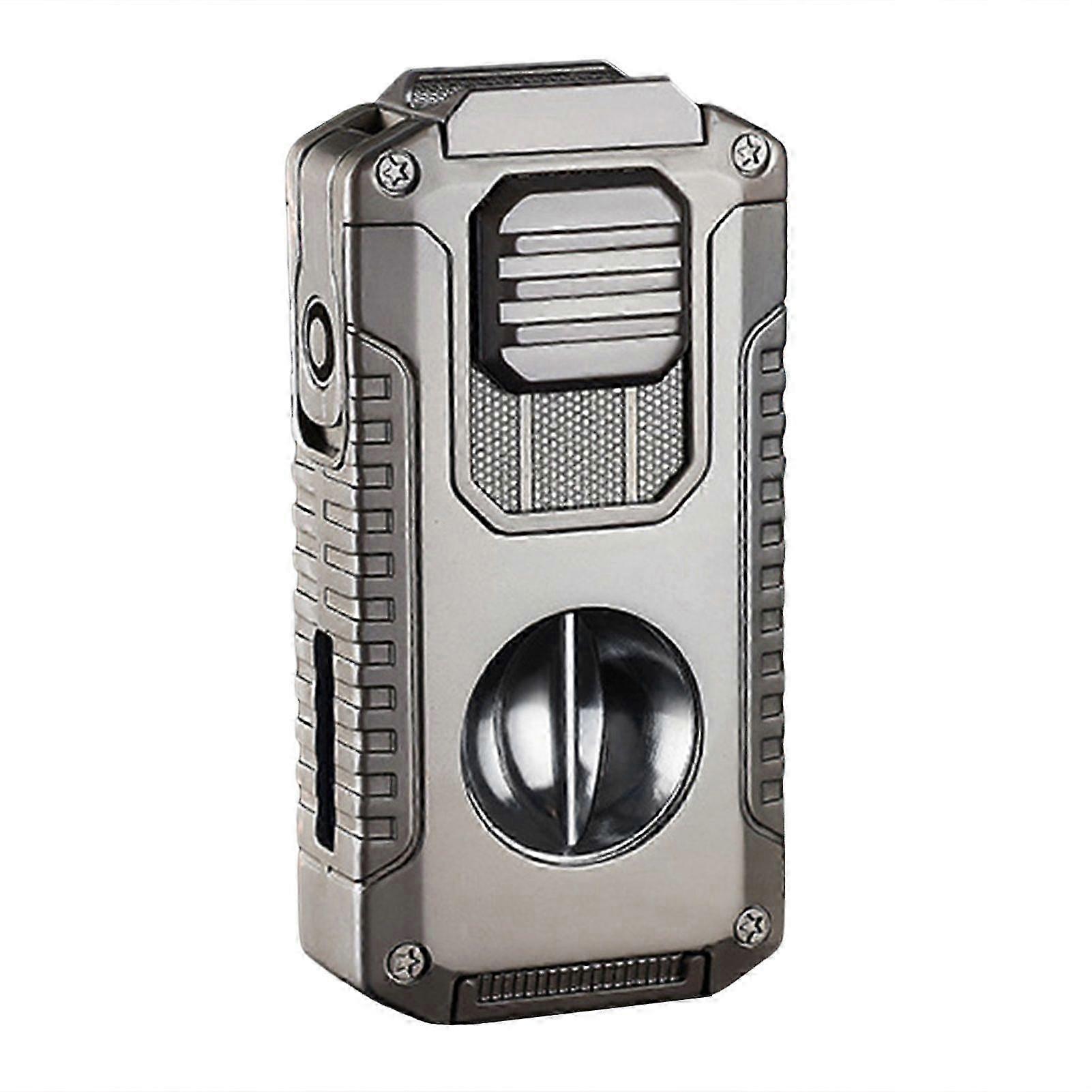 5-v-1 zapalovač doutníků s V-Cutter & Punch & Draw Enhancer - Triple Jet Flame Refillable Butane Torch, perfektní dárek pro muže