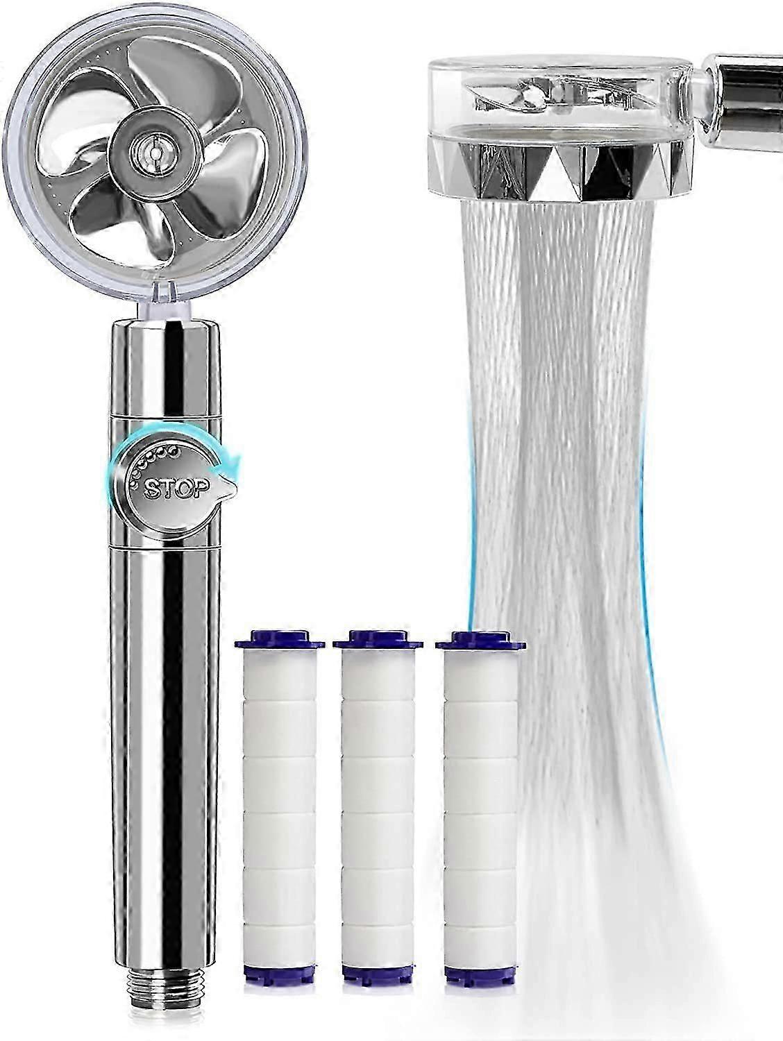 Handheld Turbo Shower Head Jet Shower Head Kit With 3 Filter Cartridges