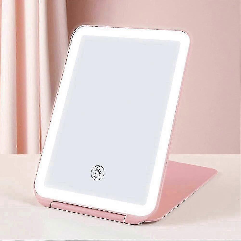 USB Folding Makeup Mirror 10x Magnifying Touch LED Vanity Tool Pink
