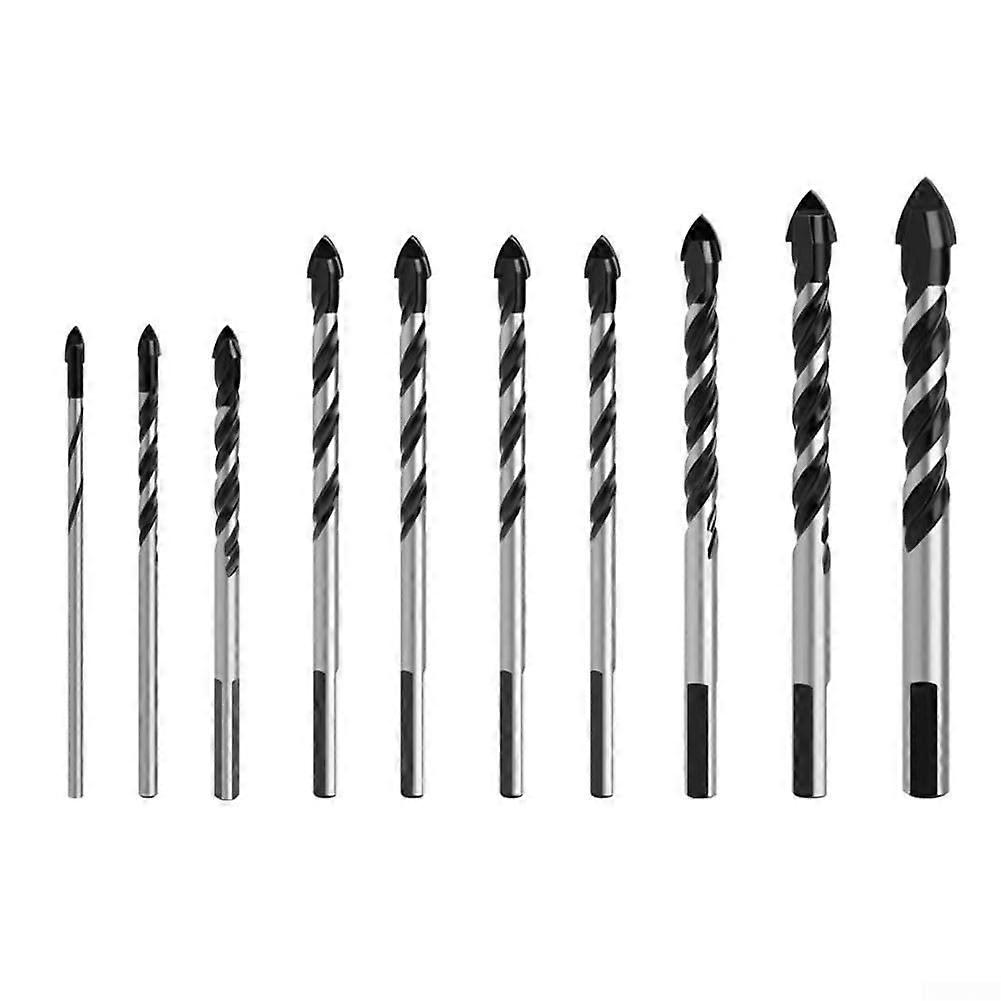 Professional Triangular Drill Bit Set, 10-Piece Stone and Tile Drill Bits, Dual U-Shape Groove Design for Efficient Dust Removal