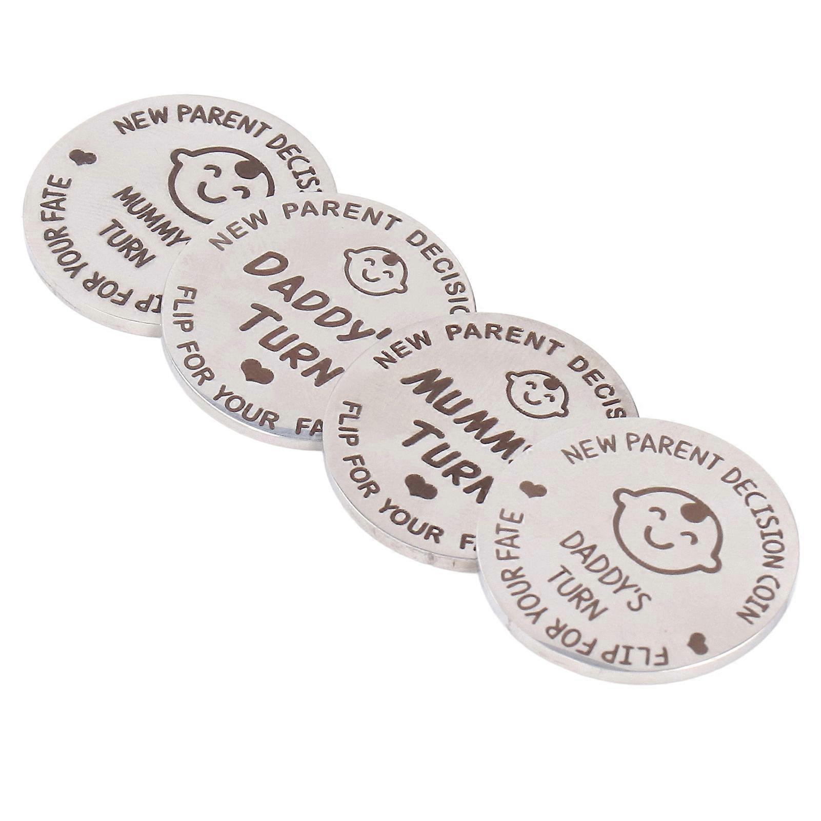 4pcs הורים חדשים החלטה מטבע דו צדדי מצחיק נירוסטה אבא אמא מתנות מטבע לזוגות