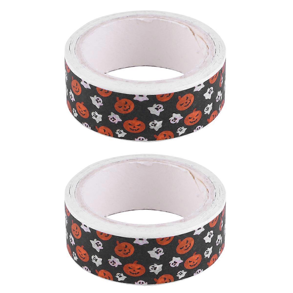 Craft Masking Tape Paper Tape DIY Enthusiasts Halloween Party Atmosphere Assorted Color 3.7x3.7x1.3cm Removable 2 Rolls