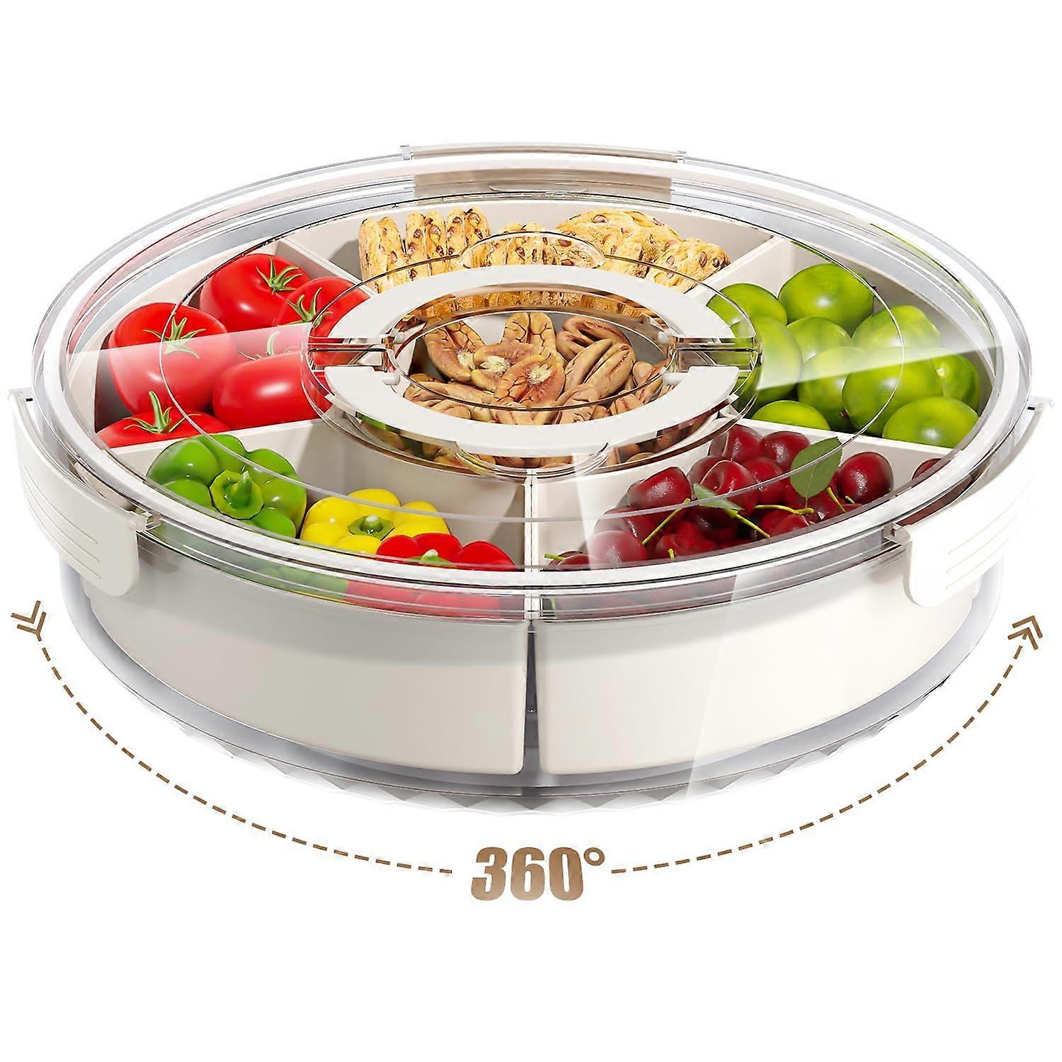 Boîte à collations avec compartiments, assiette à collations de 12 pouces avec couvercle, organisateur de collations pour bonbons, légumes, biscuits, noix