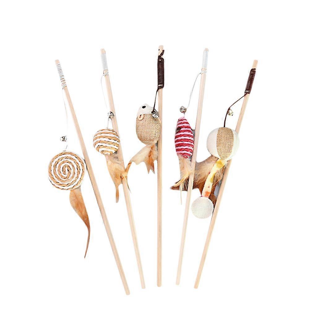 5pcs Interactive Cat Mouse Wand with Bell   Fun Teaser Training Stick for Kittens and Cats, Random Styles for Active Play
