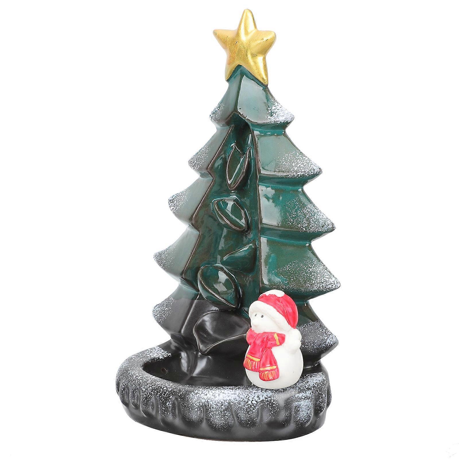 Home D茅 Products Ceramic Christmas Tree Back-Flow Incense Burner Meditation Assistance 1Set