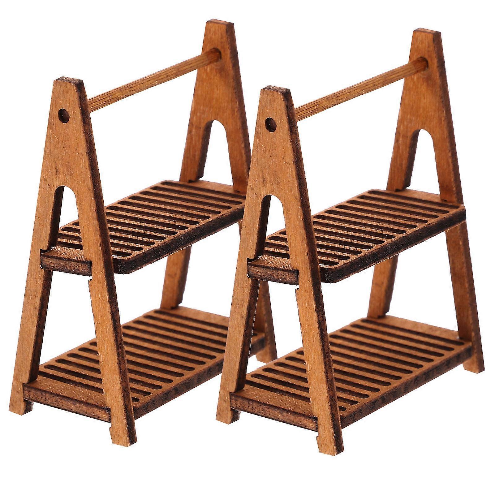 Mini Furniture Item Miniature Bread Shelves Tiny House Style .69x0.94x2.24in Storage 2Pcs