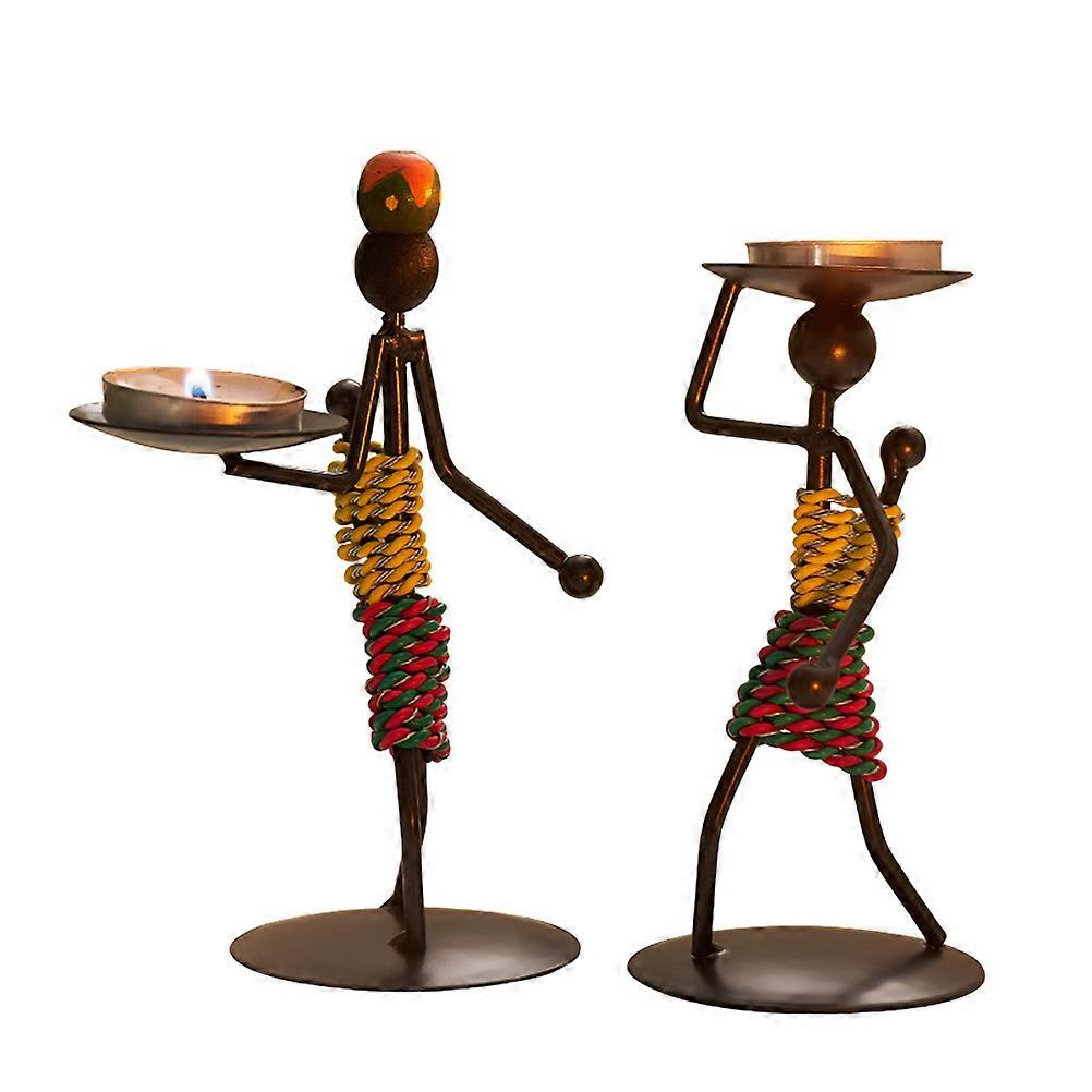 Table Candles Centrepiece Iron Art Human Shape Candle Holder Christmas Occasion Assorted Color 5.1 2.6 2.6in 2Pcs