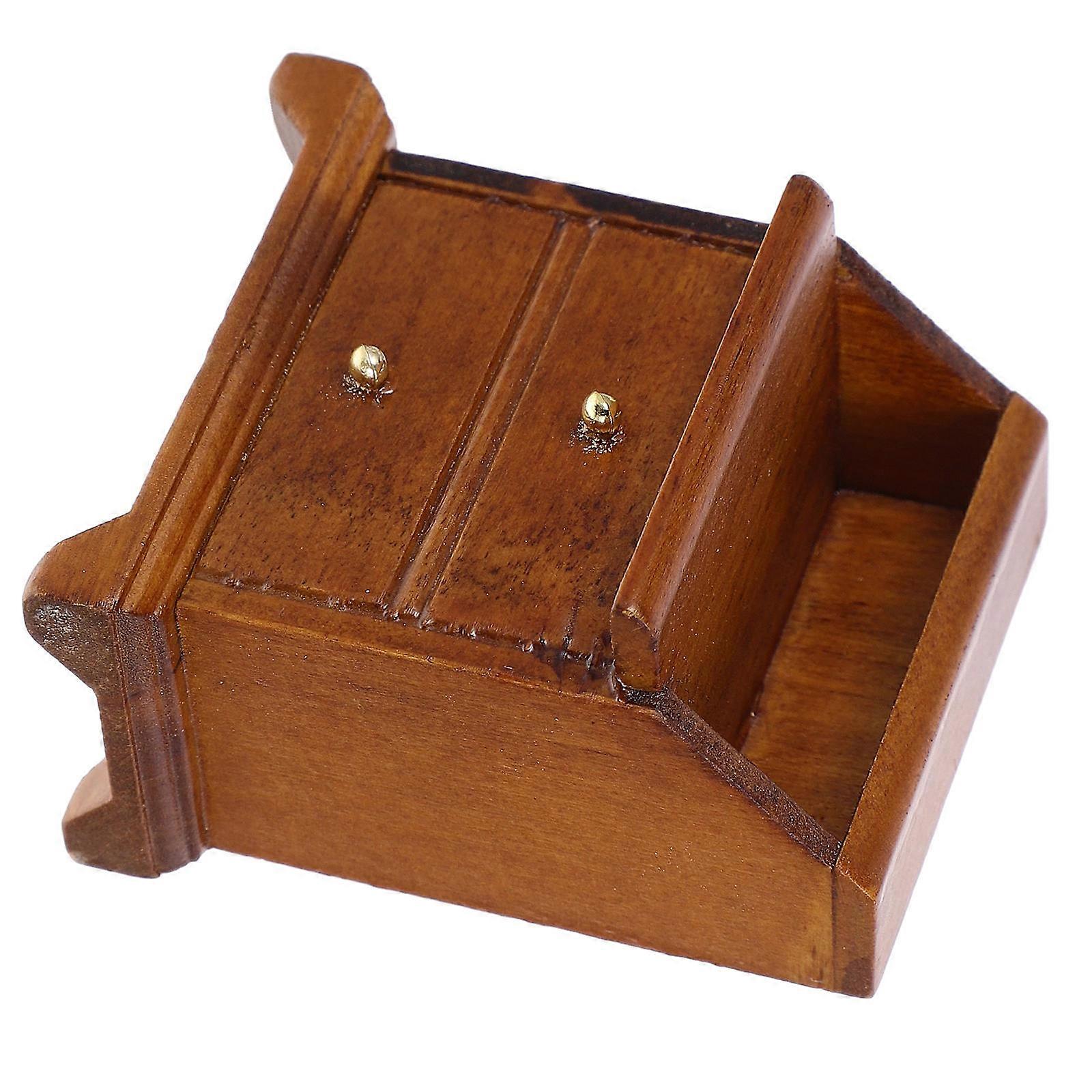 Mini Cabinet Model for Dollhouse Living – Compact Space Saving Storage Furniture in Walnut Color for Bedroom and Dining Miniature Decor