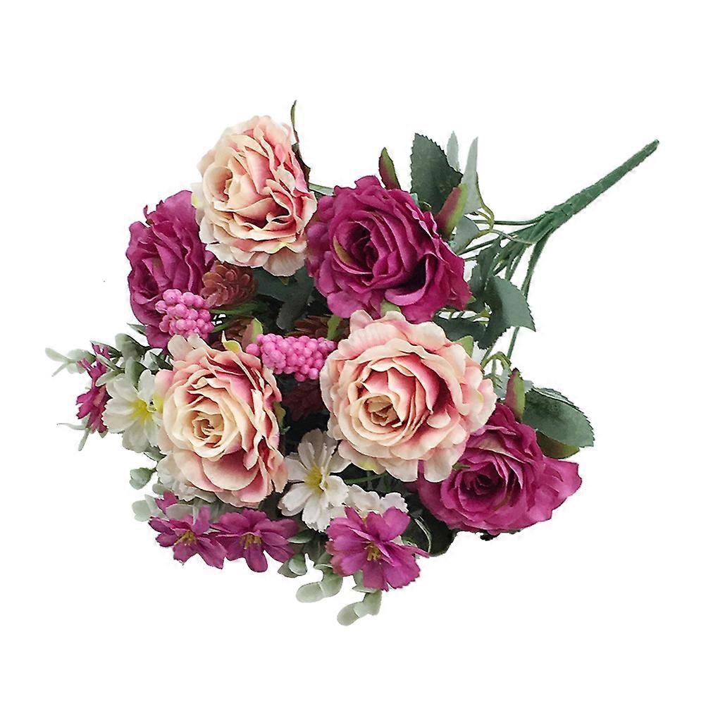 Prom Flower Artificial Rose Twelve Pack Lifelike Design Home Decoration Rosy
