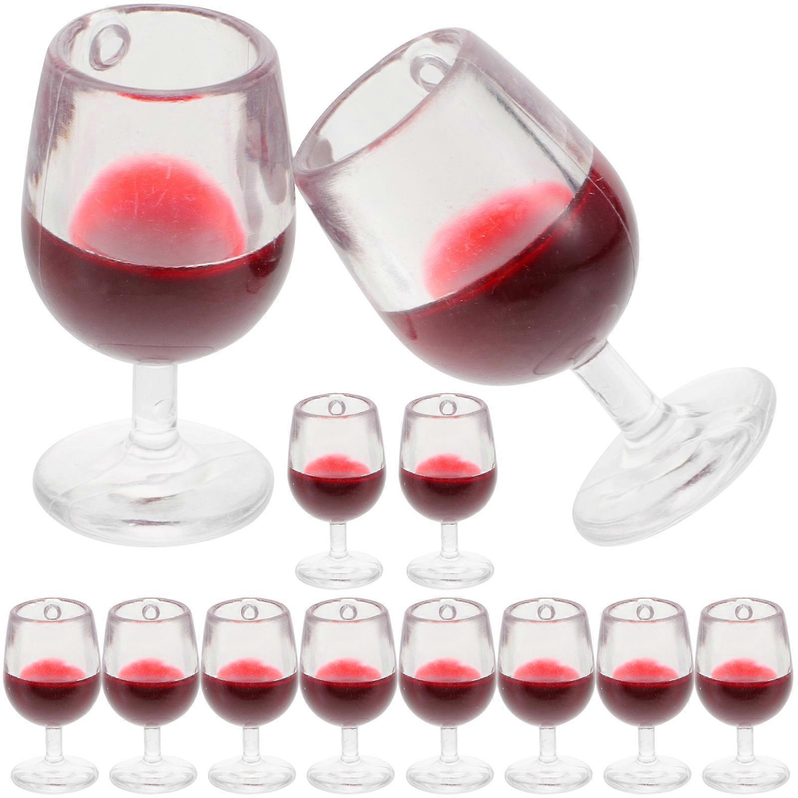 Miniature Doll House Accessories Realistic Resin Dark Red Wine Glasses for Decor 12pcs