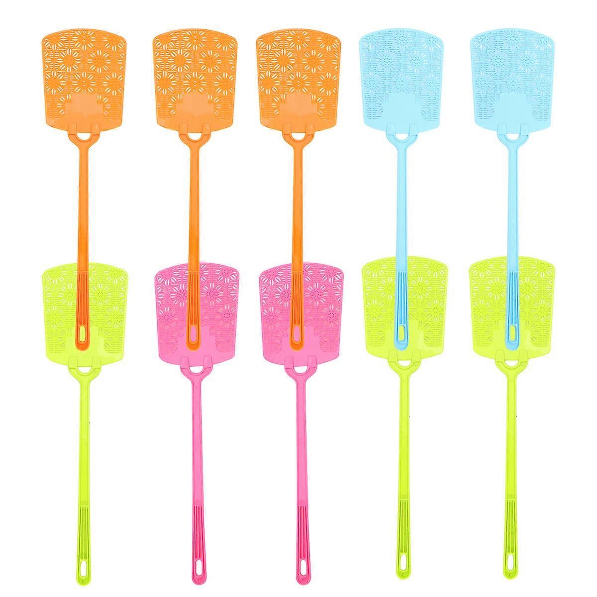 Hand Fly Swatters Heavy Duty Fly Infestation Insect Killing Double-Sided Net Assorted Color 10Set