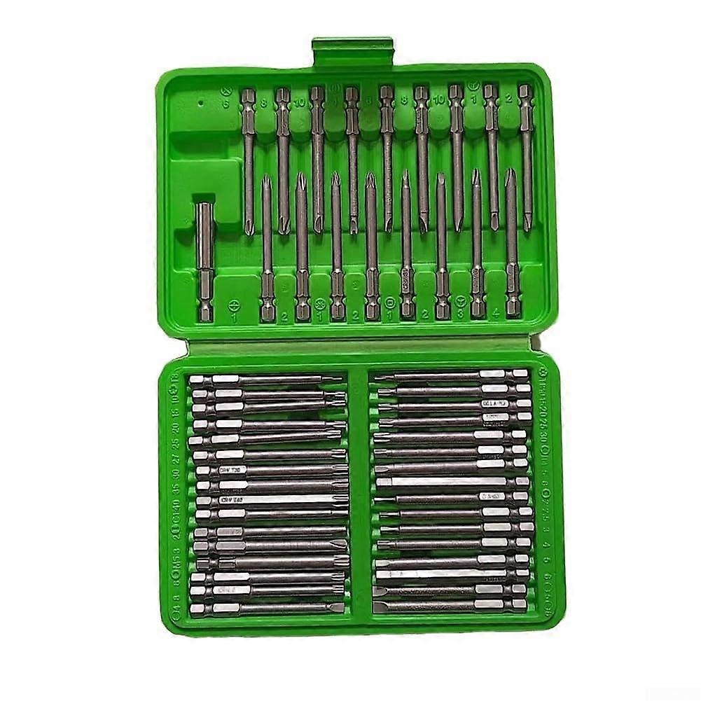 Screwdriver Bit Set, 50-Piece Magnetic Holder, Torx Star Hex Phillips Bits, Portable Case