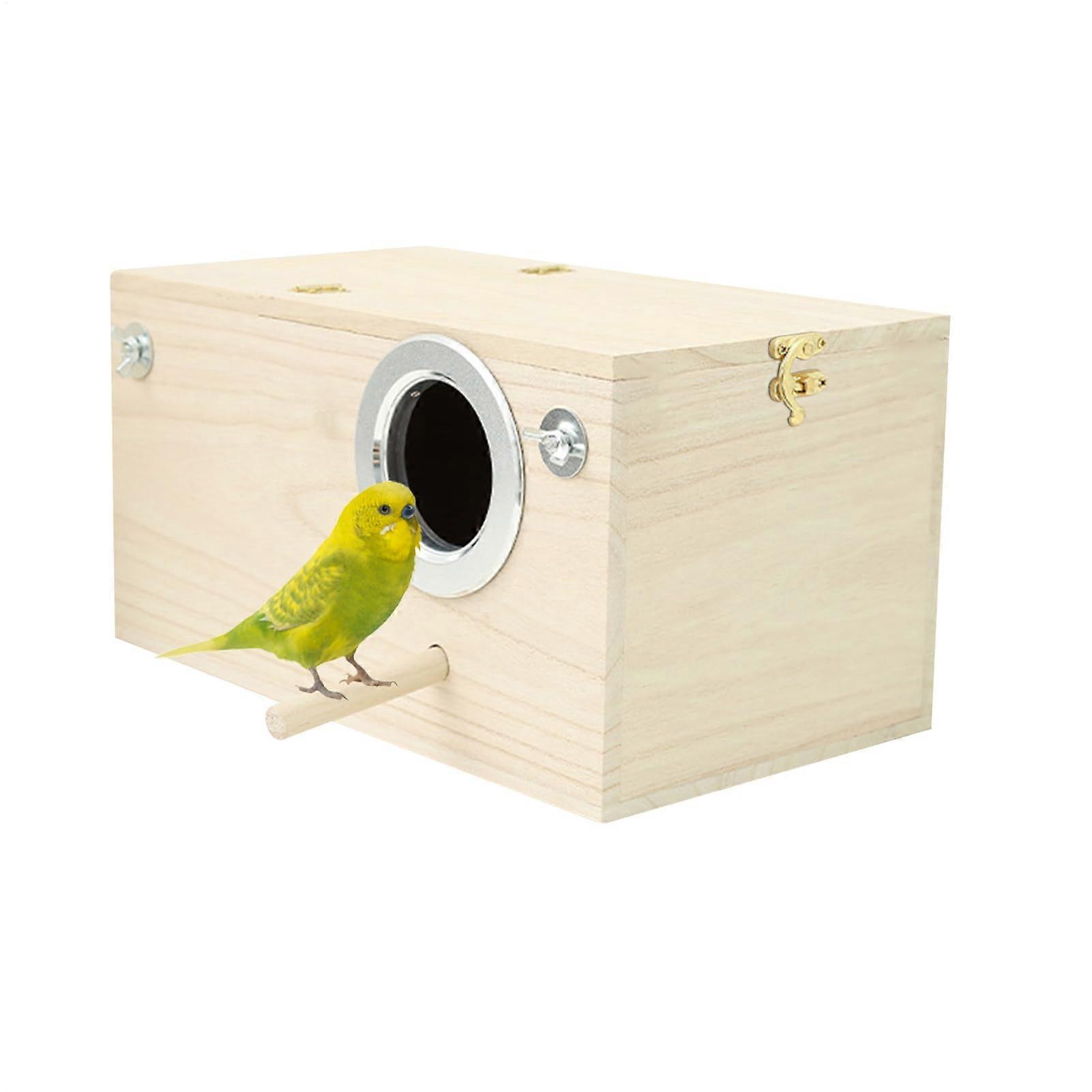 Nesting box for budgies – Nesting box for parrots made of wood Premium breeding house for birds, perches and finch nest with attached perch