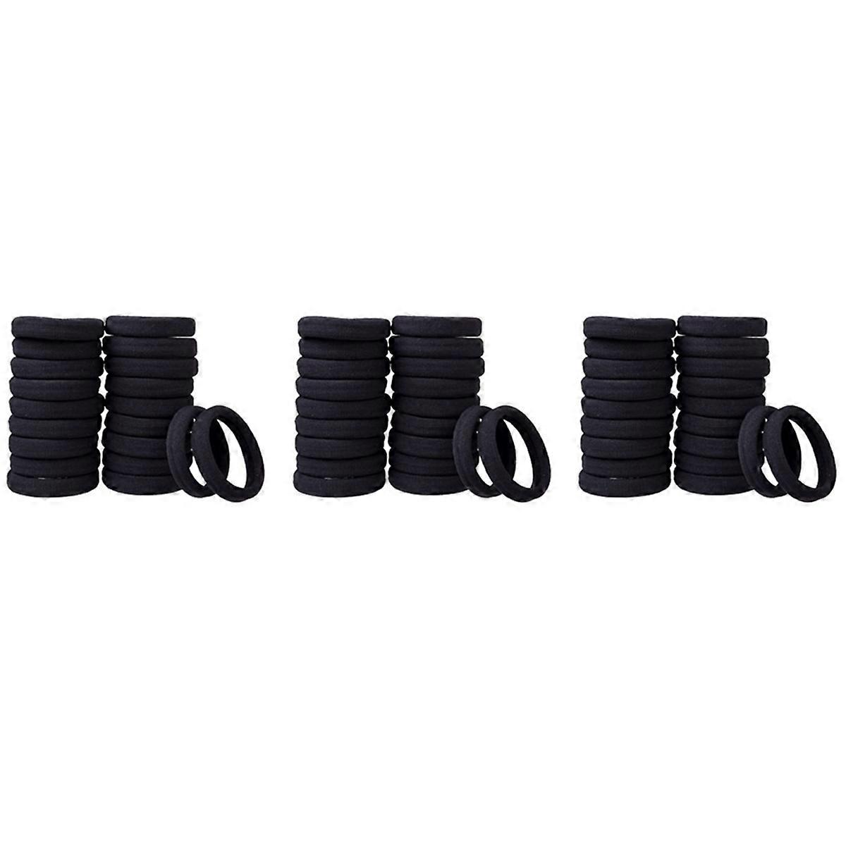(20 Thick Black Hair Loops)-Elastic Hair Band, No Crease, Elastic
