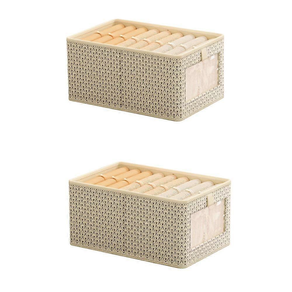44.30.20 Storage Box with Transparent Windows, Foldable, Wardrobe Organiser (2 Beige)