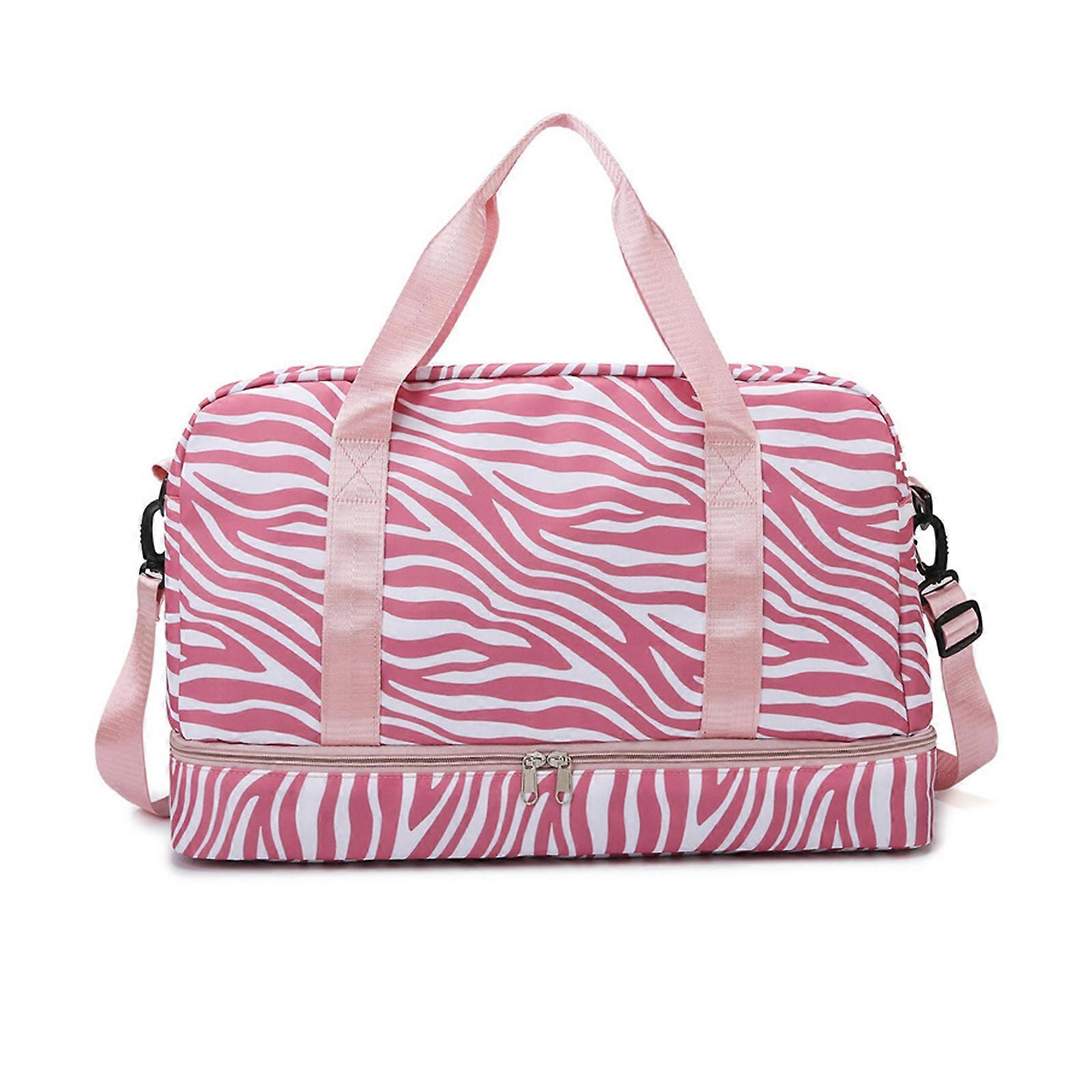 حقيبة سفر للنساء بقرة طباعة حقيبة اللياقة البدنية حقيبة بين عشية وضحاها حقيبة تدريب مع مقصورة أحذية حقيبة عطلة نهاية الأسبوع حقيبة مستشفى وردي