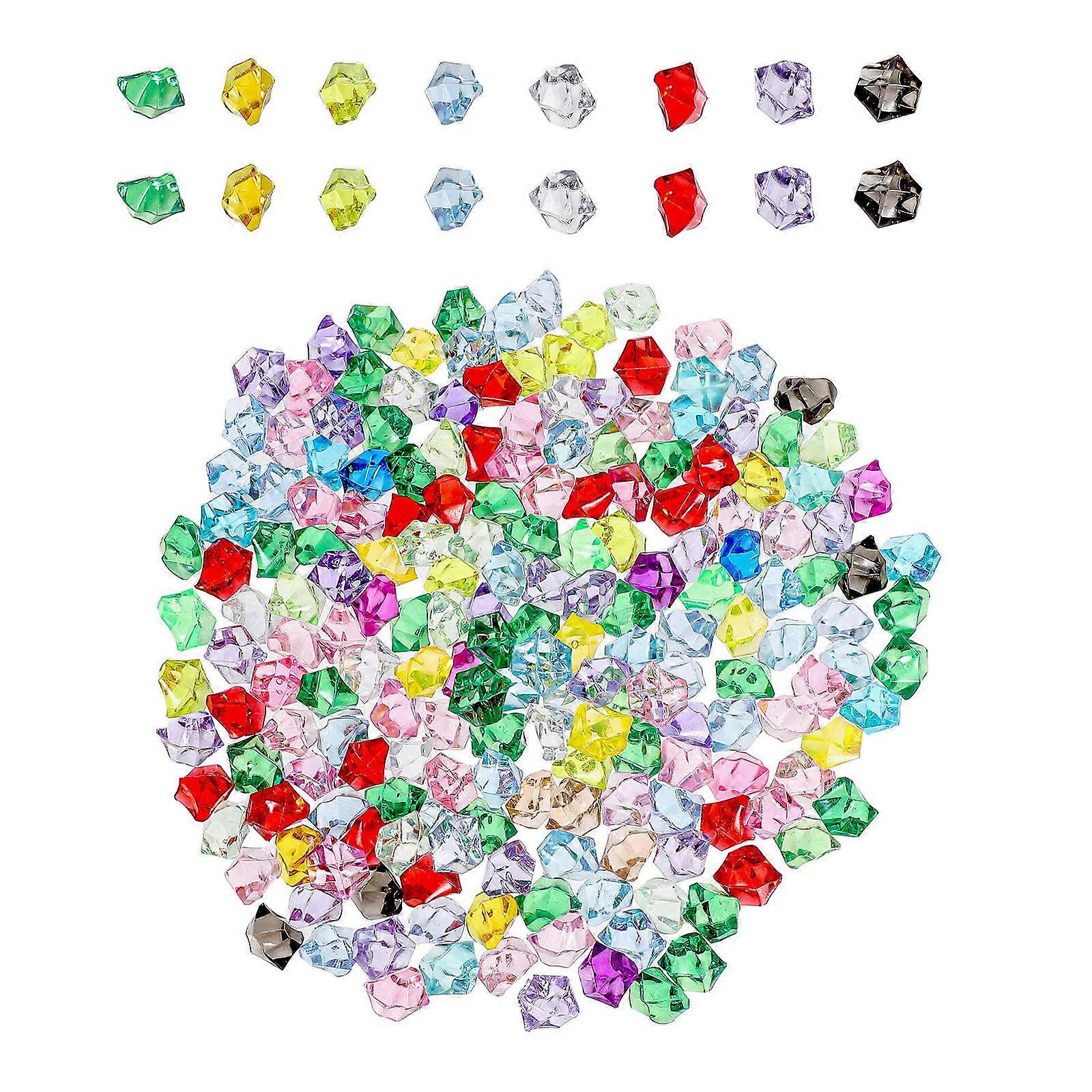 Acrylic Gems Vase Fillers Multicolored Transparent Irregular Fake Crushed Ice Rocks Table Scatters For Fish Tank Centerpiece Table Decoration 200Pack