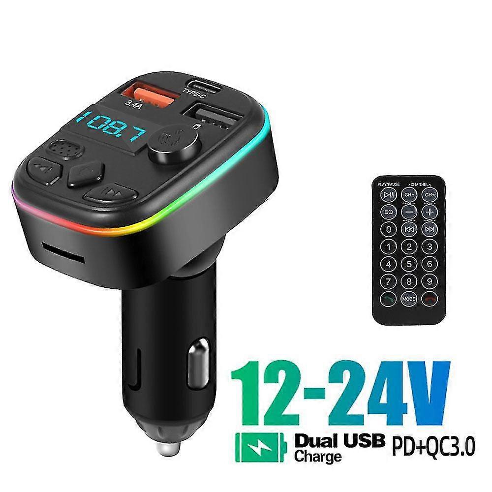 3.4A Dual USB Port Car Charger Type C PD Fast Charging Wireless FM Transmitter Car MP3 Player Handsfree Bluetooth Adapter