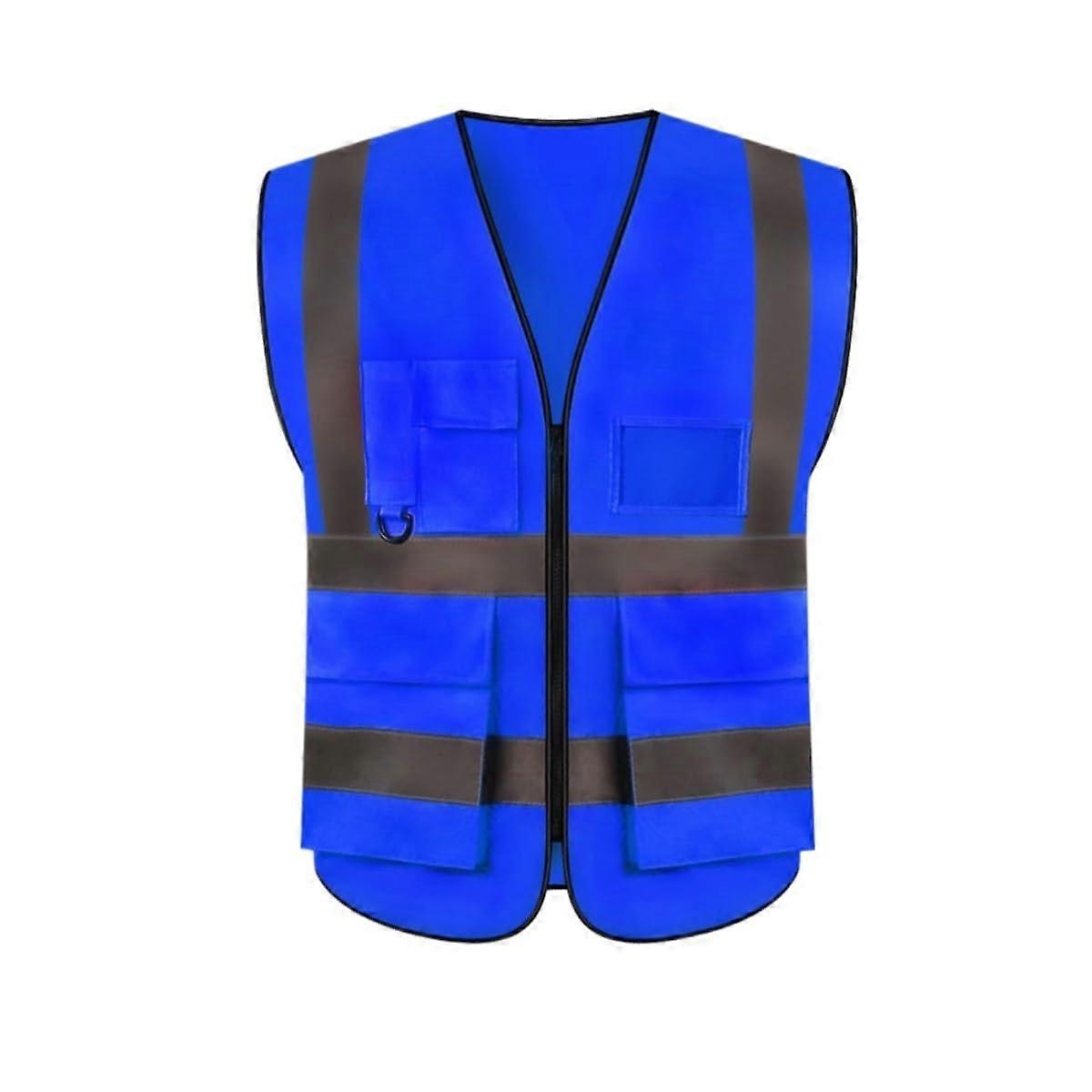 Reflective Vest with Front Zipper, Brightness Reflective Vest, Night Travel Vest (Blue), One Size Blue