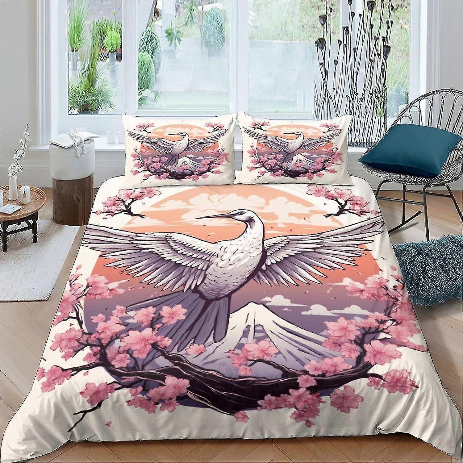 3D Japanese Style Duvet Cover Set, Soft Microfiber Bedding Set with Pillowcases for Adults and Kids, 3 Pieces