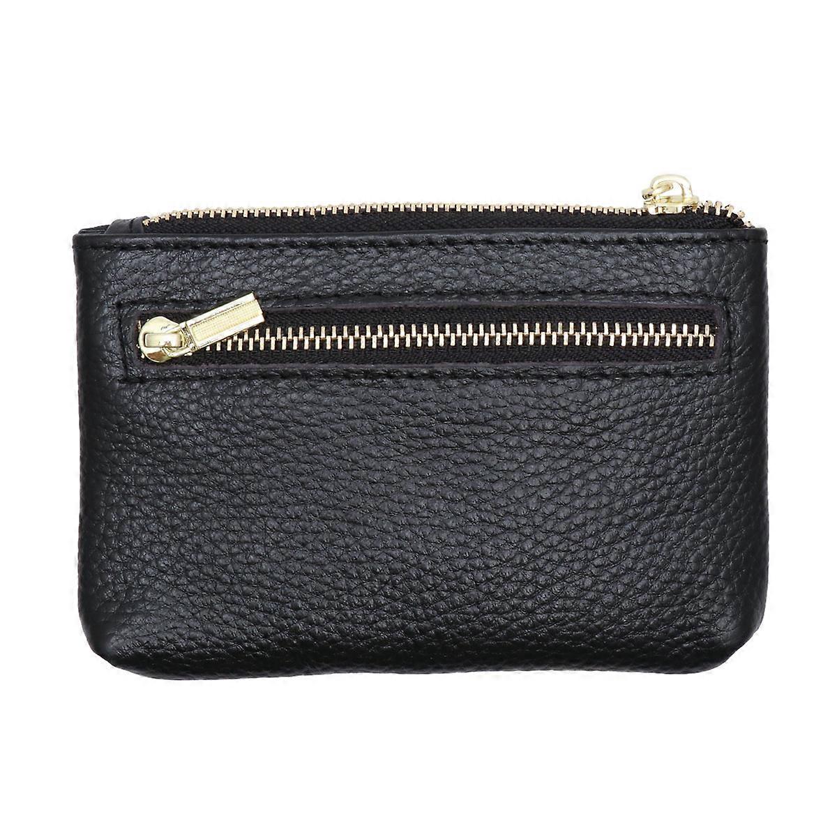 Zipper Wallet Black Compact Size Coin Pouch for Money and Keys