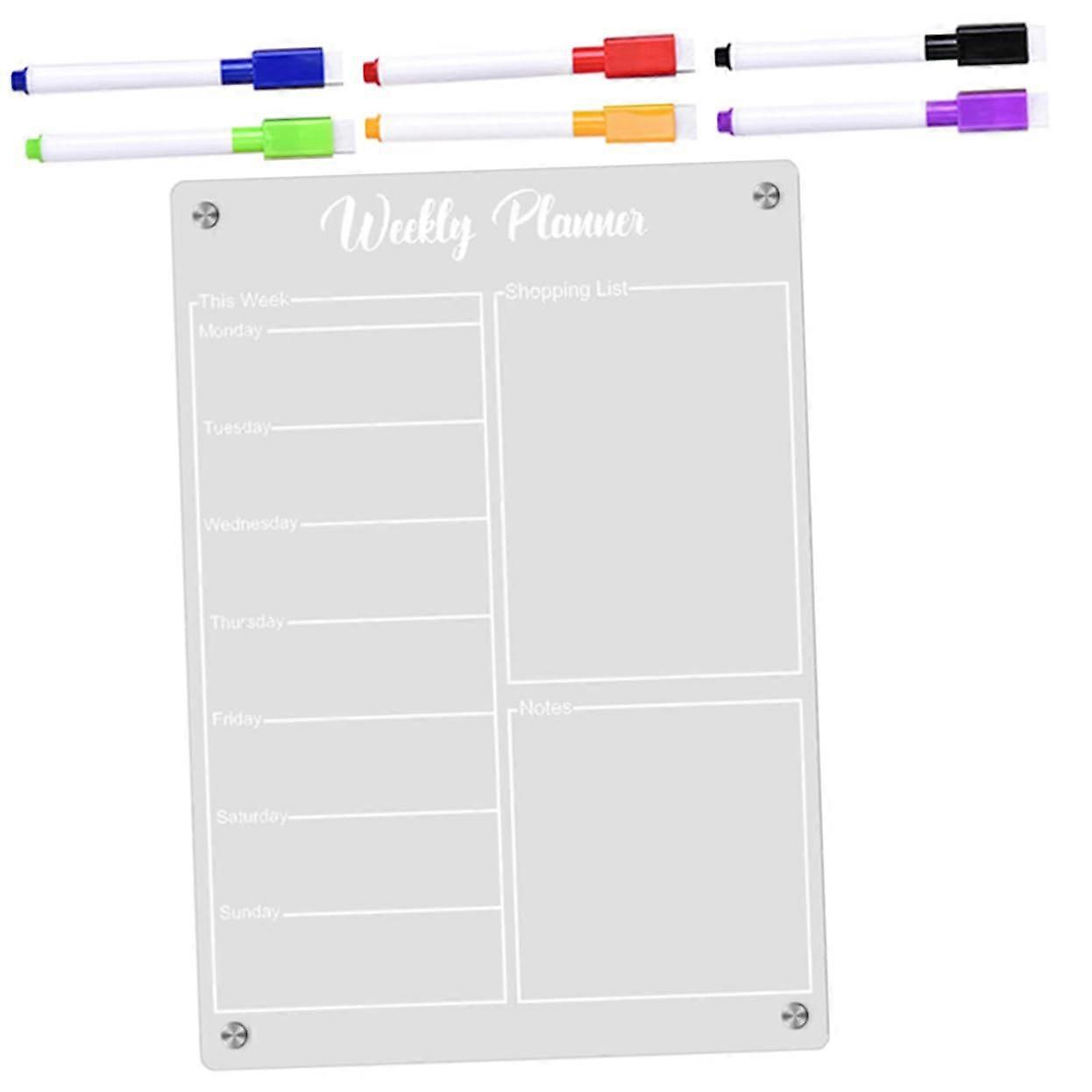1 Set Magnetic Weekly Planner with Writable Markers for Refrigerator, Office, and School  Versatile Note Solution for You