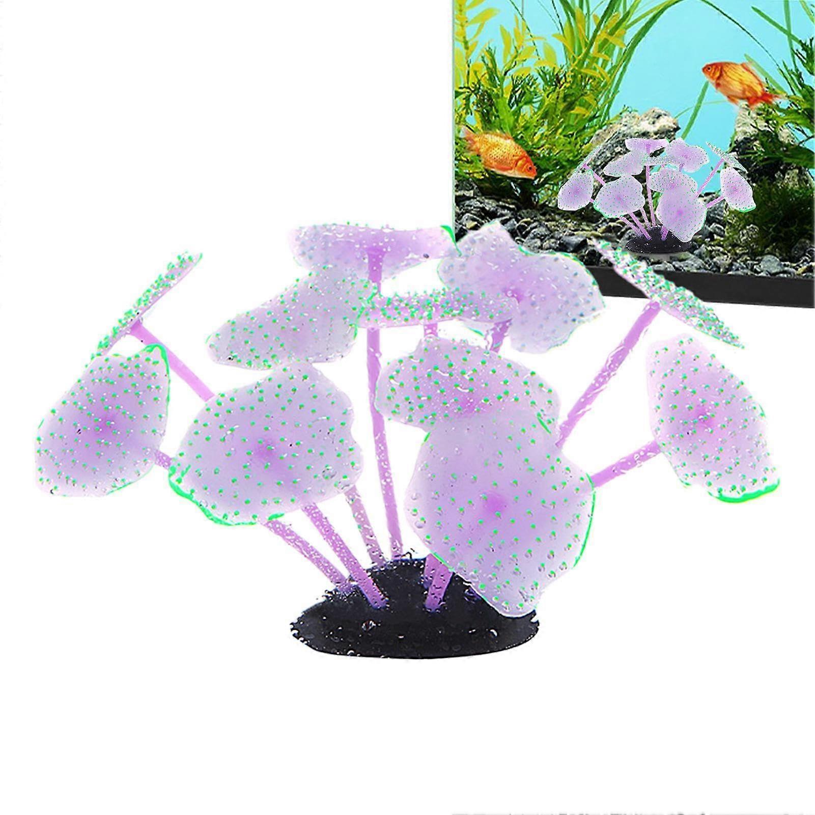 Glowing artificial coral decoration for aquariums – luminous, flexible and purple