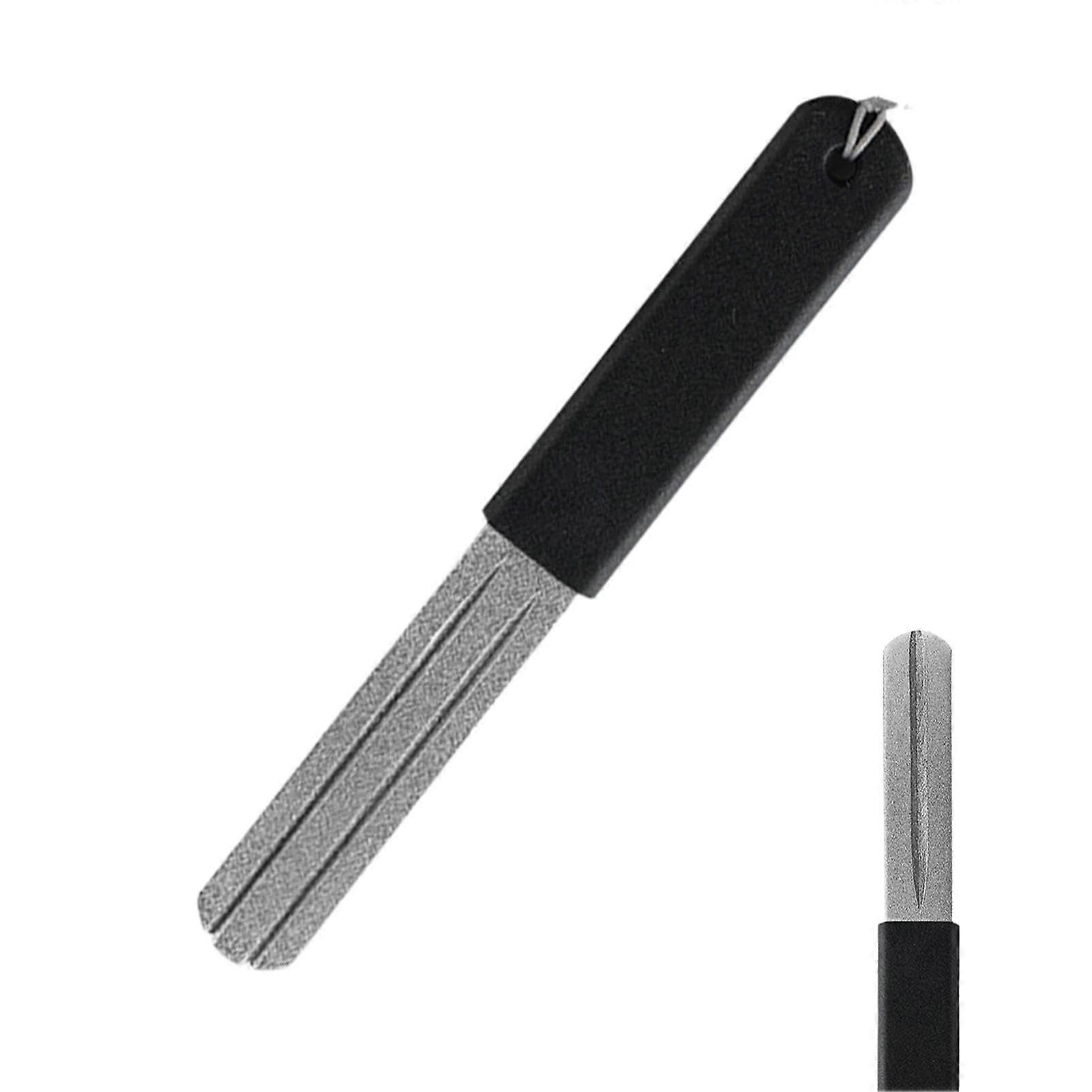 hook sharpener, doublesided sharpening stone, compact fishing file, sturdy pocket sharpener, nonslip grip, hiking, outdoor