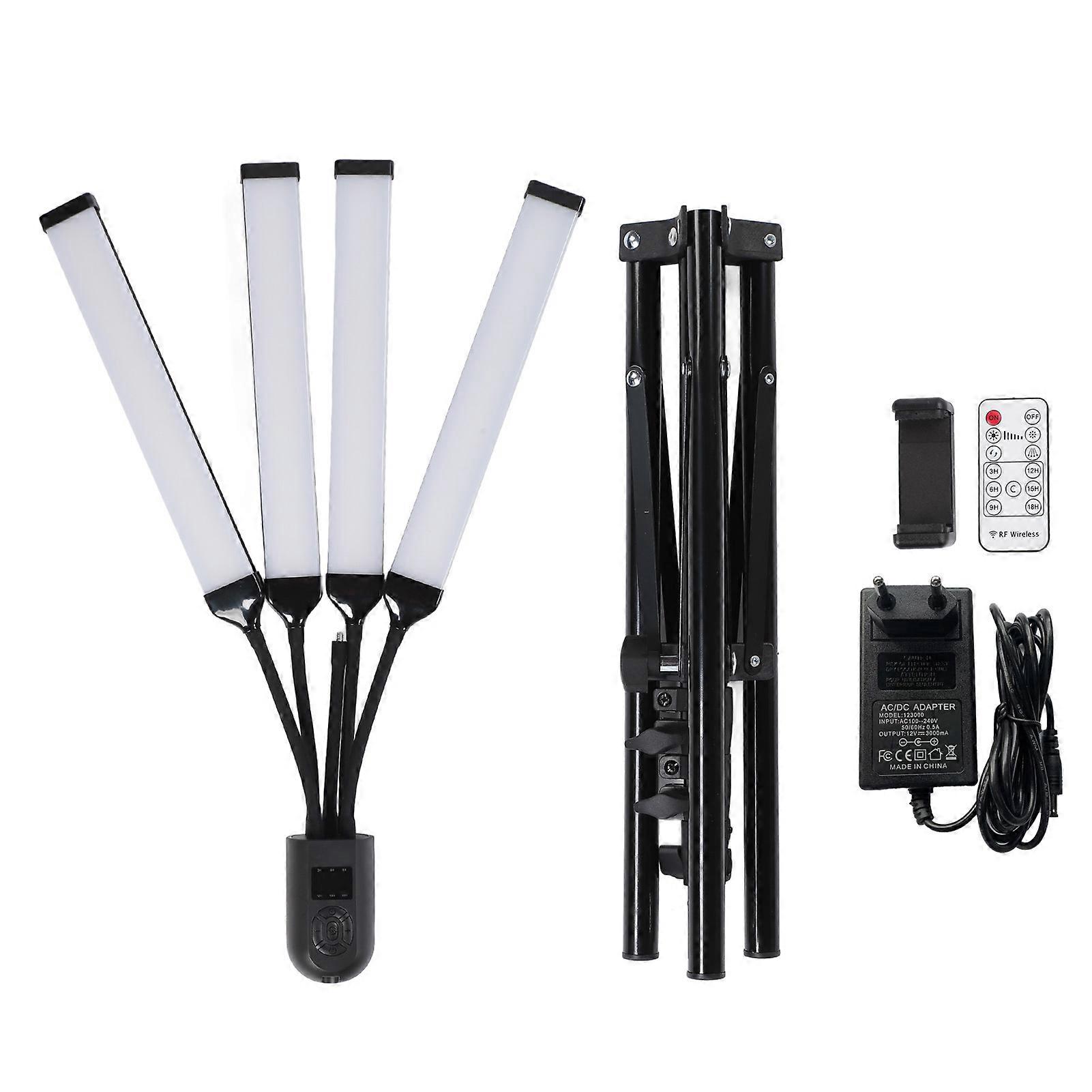 4 Arms LED Fill Light Stand with Adjustable Brightness and 360° Rotation for Streaming