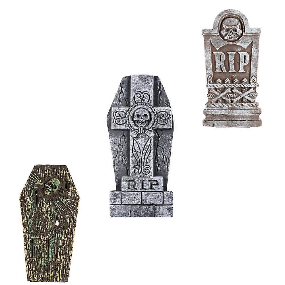 Tricky Props Halloween Tombstones Tombstone Shape Assorted Color 42X20CM Haunted House Figurine 3Pcs