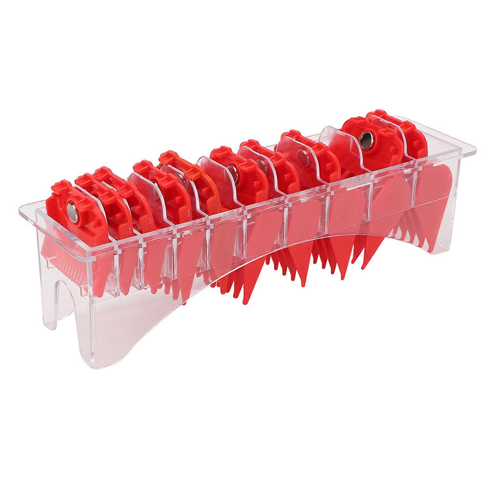 10pcs Professional Hair Clipper Guide Comb Red Hair Trimmer Cutting Guides Attachment with Storage Box
