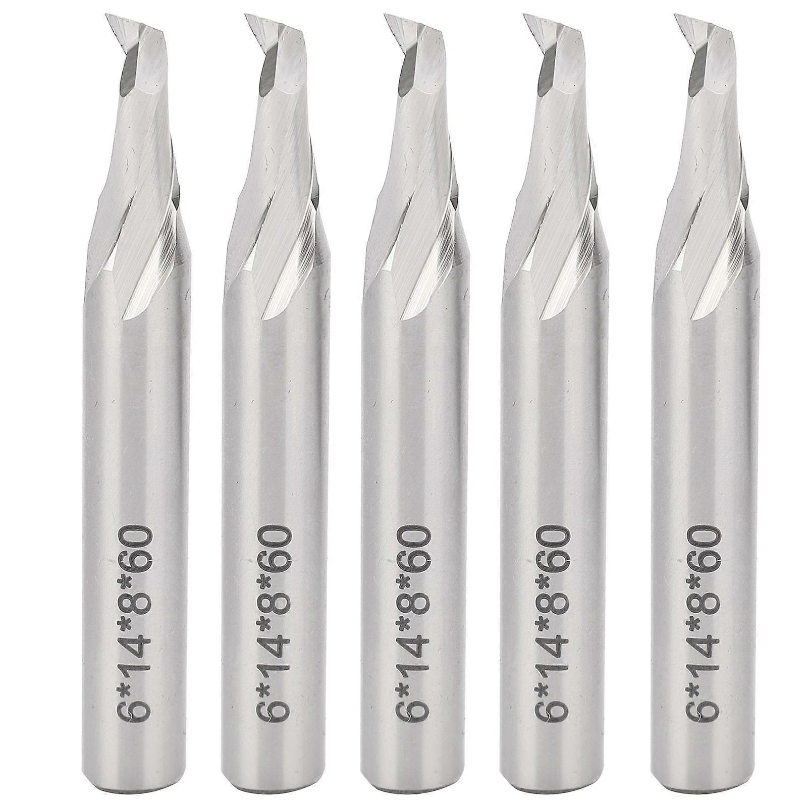 5pcs 8mm Shank High Speed Steel Spiral End Mill CNC Router Bits Set for Wood Carving