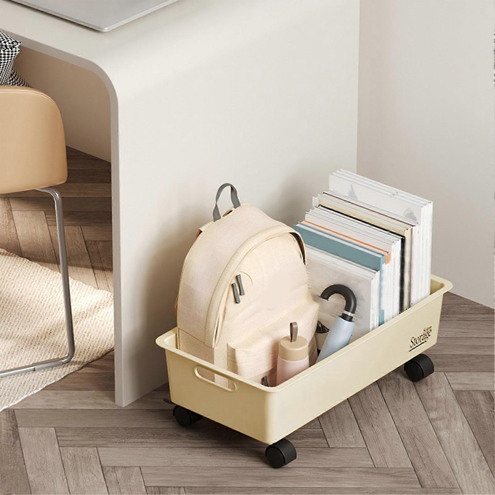 Under Desk Rolling Cart Strong Plastic Space Saving Handle Design Storage Trolley for Office Dormitory Bedroom With Wheels